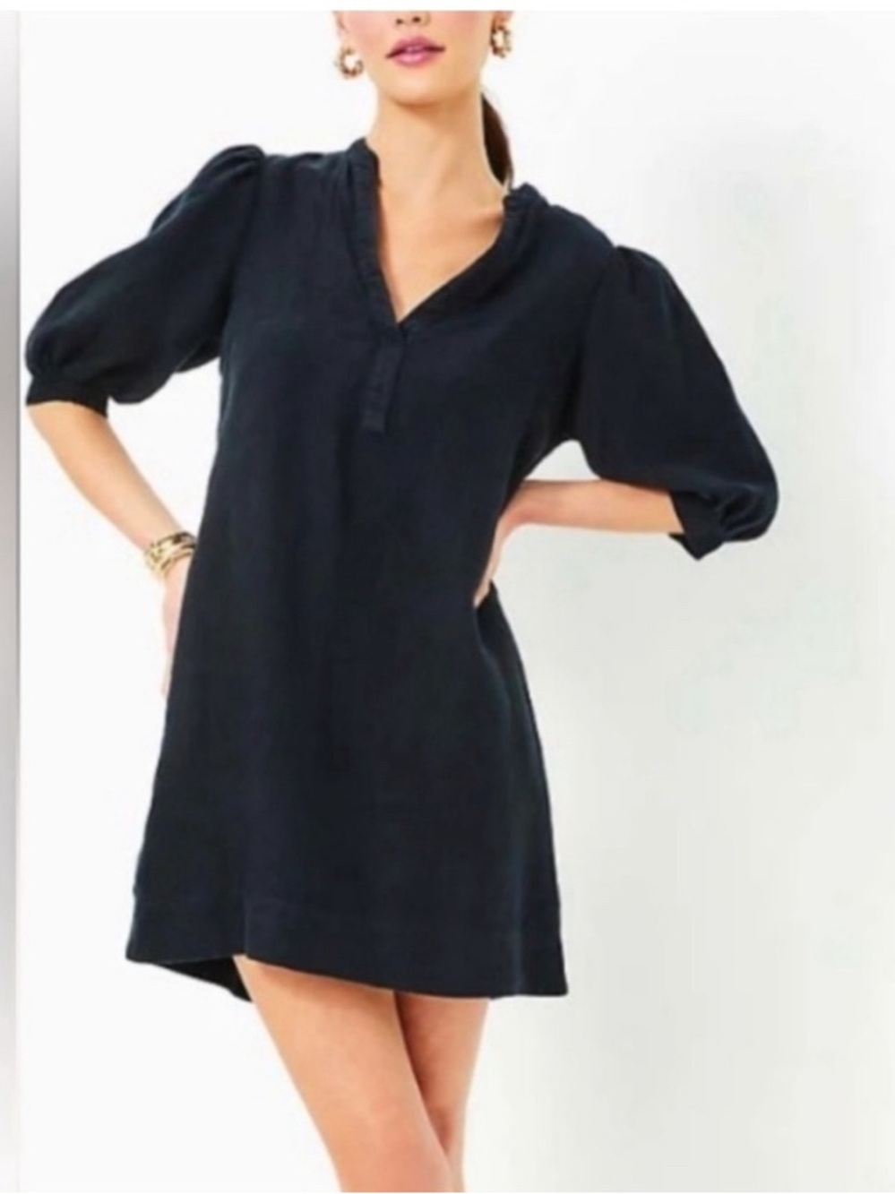 Lilly Pulitzer Marleigh Elbow Sleeve Black Dress NWT! Sz. 6